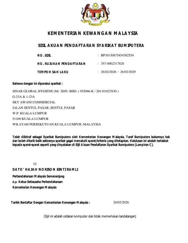 Bumiputera status certificate