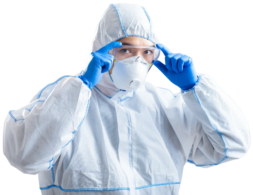 SGH technician in protective hygiene gear
